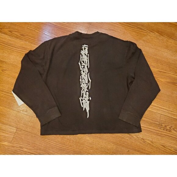 YoungLa SAMPLE Shirt Mens Size LG Long‎ Sleeves Black Wash Distressing Heavy - Picture 8 of 10